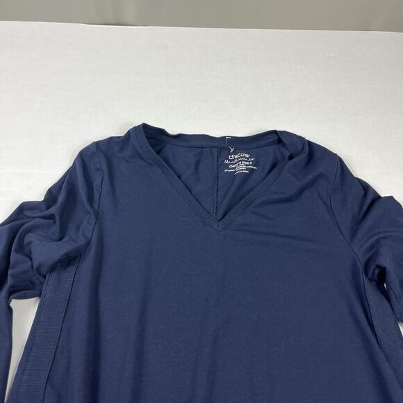 Chicos Ultimate Tee Blue Long Sleeve Asymmetric Casual Soft Knit Top 0 SMALL - Picture 3 of 10